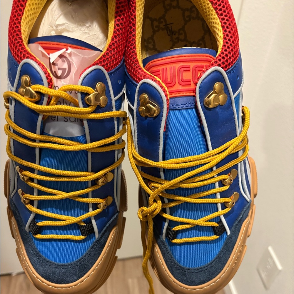 Gucci Blue and Red Retro Sneakers with Bold Design